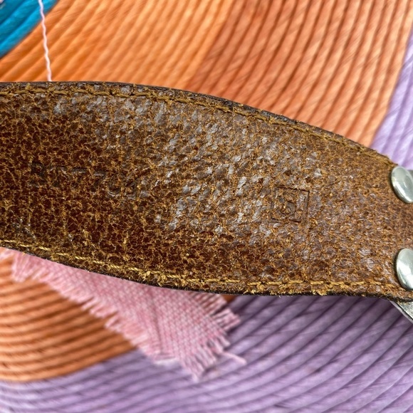 Fossil Sz Small Brown Silver Leather Concho Belt - Picture 6 of 8